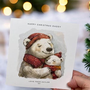Personalisierte Eisbär Papa Weihnachtskarte von Kind Kinder benutzerdefinierte Name erste Weihnachten als Papa von Baby oder Kinder