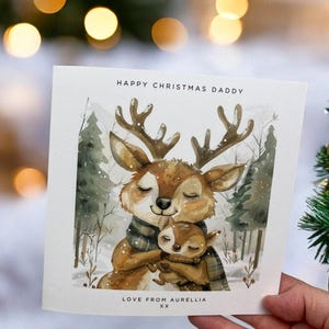 Personalisierte Rentier-Vati-Weihnachtskarte vom Kind-Kinder-kundenspezifischer Name erstem Weihnachten als Vati vom Baby oder von den Kindern