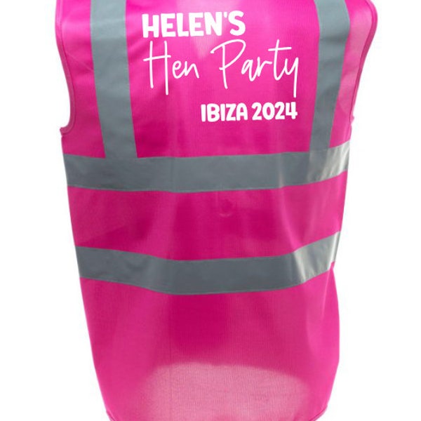 Hen Party Personalised Pink Hi Viz Visibility Vest Bachelorette Bride Wedding Bridal Hen Party Costume Outfit Funny Dress Up Bride To Be