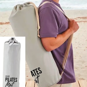 Personalised Name Pilates Mat Bag Organic Pilates Tote Bag, Custom Yoga Bag, Yoga Mat Bag, Pilates Bag, Meditation Bag
