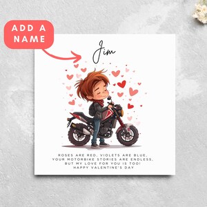 Personalisierte Valentinstag Karte Partner Frau Mann Freund Motorrad-Liebhaber Motorrad Auto Karte Niedliche Cartoon-Auto-Karte Petrolhead Fahrrad