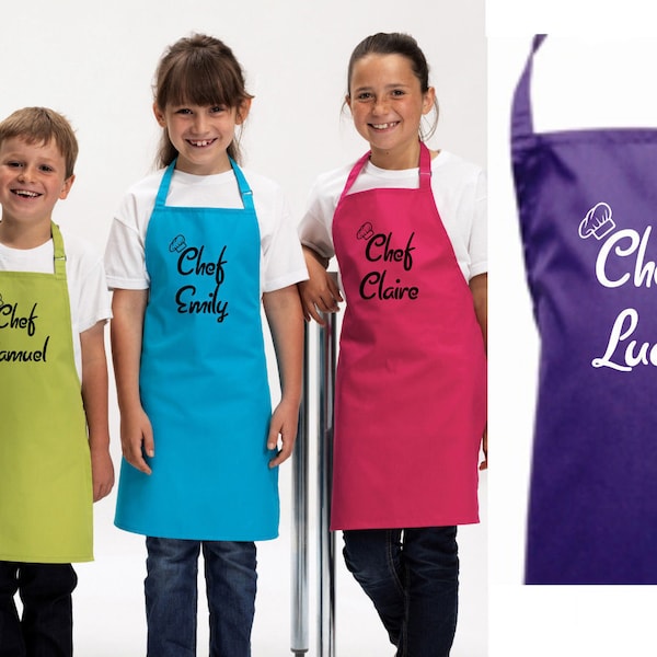 Gepersonaliseerde Kids Childrens Chef (naam) Schort Bakken Koken Nieuwigheid Cadeau Kind Gepersonaliseerde Aangepaste Bakken Kookventilator