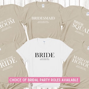 Custom Personalised Hen Party T shirts Bridal Role Mother Of Bride Bridesmaid Team Bride Bridal Shower Shirts Bride To Be Maid of Honour