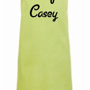 Personalised Kids Childrens Chef Name Apron Baking Cooking Novelty Gift Child Personalized Custom Baking Cookery Fan Lime - Black Text