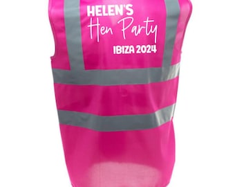 Hen Party Personalised Pink Hi Viz Visibility Vest Bachelorette Bride Wedding Bridal Hen Party Costume Outfit Funny Dress Up Bride To Be