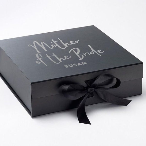 Personalised Mother of the Bride Groom Large BLACK Box Wedding Party Box  Wedding Day Gift Thank You Gift Pack