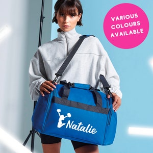 Personalised Name Cheer Cheerleading Holdall Bag Cheerleader Pom Pom Dance Girls Gymnastics Gym Sport Fitness Dance Class Kit Storage