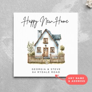 Gepersonaliseerde wenskaart Happy New Home verhuizen op maat housewarmingkaart - gepersonaliseerd cadeau nieuw huis Nieuwe huiseigenaren verhuizen WH