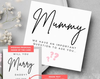 Mummy Will You Marry Daddy? Marriage Proposal Card From Children Son Daughter Personalised Name Valentine Parent Wedding Card Announcement