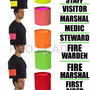 Hallo Viz Arm-Bänder Gedruckt Sicherheit Steward Erster Hilfe Arzt Marschall Visitor Sanitäter Feuerwehrmann
