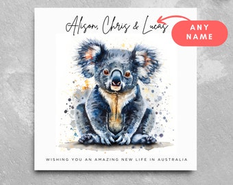Personalised Name Emigrating Card Moving To Australia Koala Moving Abroad Card Leaving Card Moving Good Luck Oz Bon Voyage Australia Card