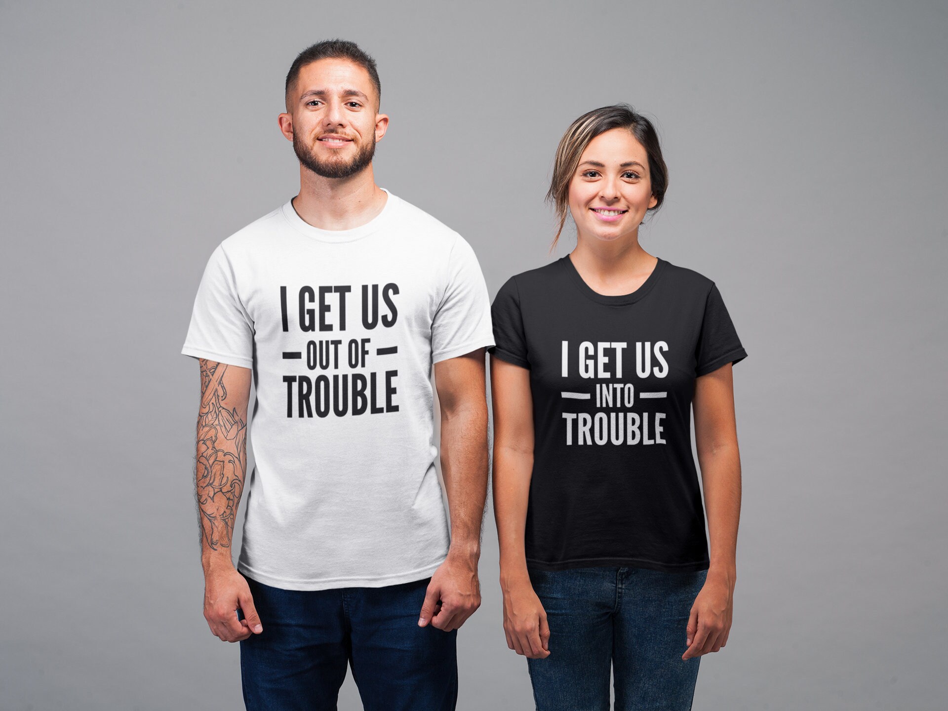 Trouble Couples T-shirt His Hers | Etsy 