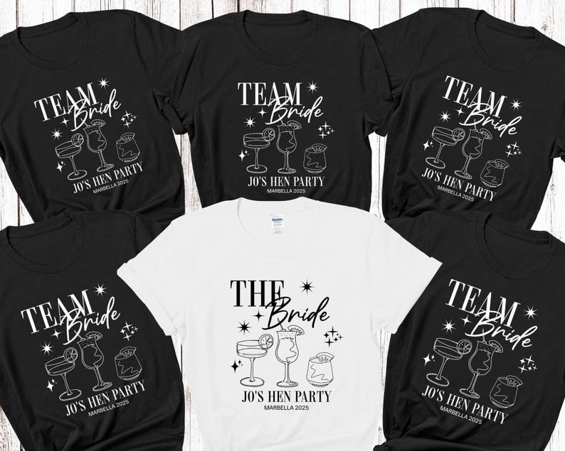 Personalised Hen Party T shirts Team Bride Bridal Party Shirts Personalised Matching Tribe Bachelorette Hen Party Tops Bride To Be Custom image 1