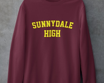 Maroon Sunnydale High School Buffy Style SHS Adult Unisex Crew Neck Sweatshirt With Print on Front Only