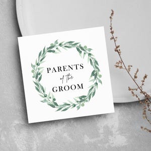 Trouwkaart ouders van de bruidegom - bedankkaart huwelijksfeest - minimale kaart - bloemen trouwkaart - bruidsfeest - bloemenkranskaart