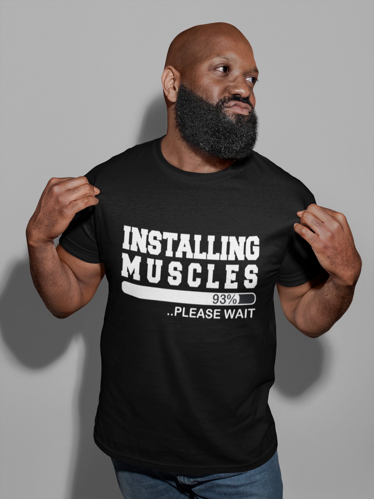 Installing Muscles Please Wait Mens/adults Novelty Tshirt - Etsy