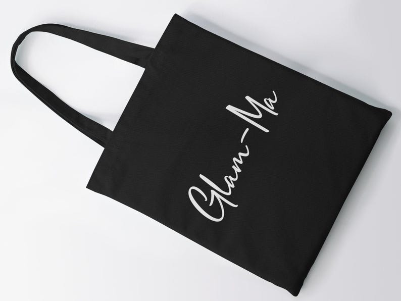 Glam-Ma Grandma Lightweight Cotton Tote Bag Gran Granny Tote Gift Nanny Nan Nana Nanna Grandparent Gift Black