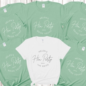 Custom Personalised Hen Party T shirts Bride Squad Bridal Party Shirts Personalised Matching Tribe Bachelorette Hen Tops Bride To Be A2