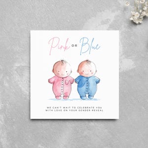 Gender Reveal-kaart, kaart babyshower, gender Reveal-feestje, kaart voor aanstaande ouders, zwangerschapskaart, babyjongen of -meisje