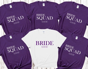 Custom Personalised Hen Party T shirts BRIDE SQUAD Bridal Party Shirts Personalised Matching Tribe Bachelorette Hen Party Tops Bride To Be A