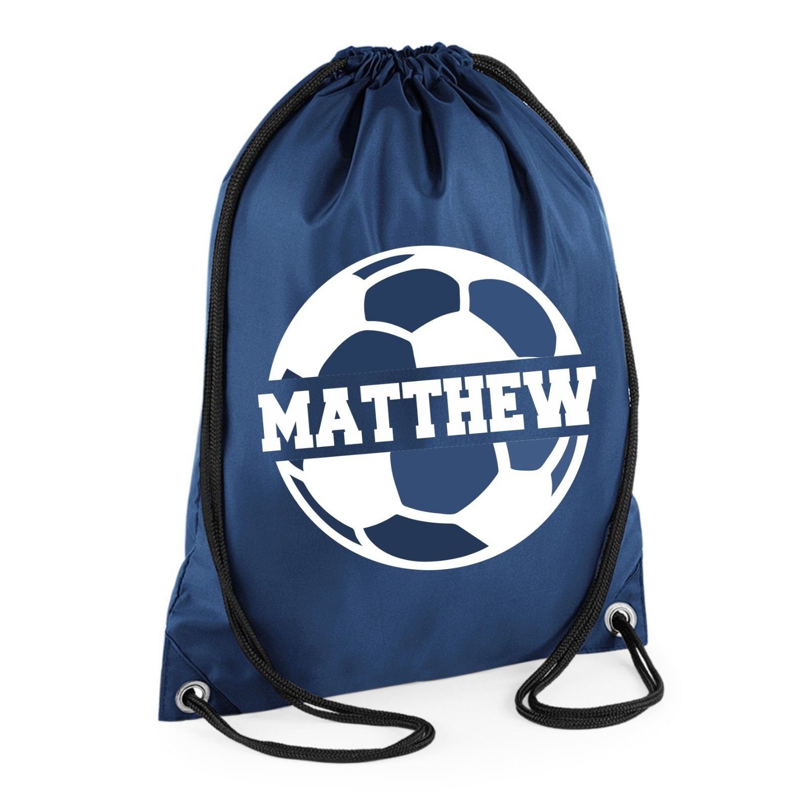 Personalised Name Drawstring Football Bag SPLIT Design School Club PE Custom Name Childrens Adult College Bag Kids Backpack Soccer Bag Name