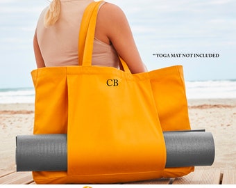 Personalised Initial Small Monogram Organic Yoga Tote Bag, Custom Yoga Bag, Yoga Mat Bag, Pilates Bag, Meditation Bag