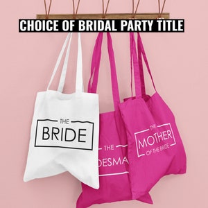 Bridal Party Bride Squad Tote Bag FUCHSIA Hen Party Bachelorette Bride Bridesmaid Mother Bride Groom Maid of Honour Flower Girl Wedding Bag