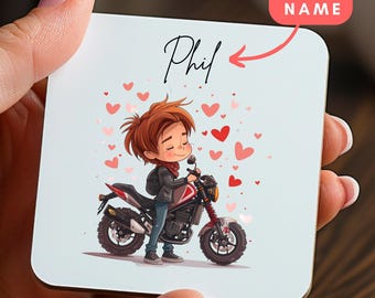 Personalised Name Motorbike Lightweight Coaster Biker Motorcycle Funny Cute Gift Custom Motorbike Gift For Him Bike Lover