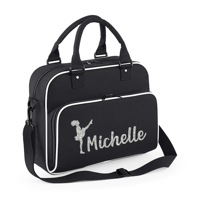 Personalised Name Junior Irish Dance Bag School Dance Girls Girls Boys Kids Ceili Gaelic Stepdance Sean-Nós Dance Kit Adult Student Class Black/White