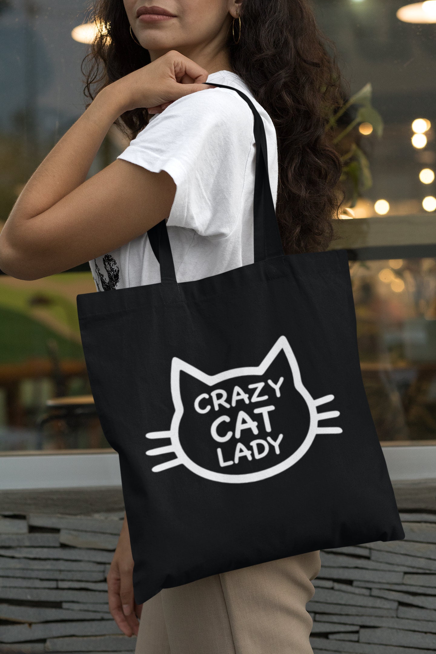 Verruckte Katzen Lady Leichte Baumwolle Einkaufstasche Katzenliebhaber Haustier Besitzer Geschenk Wichtel Katzchen Etsy