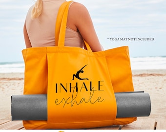 Inhale Exhale Organic Yoga Tote Bag, Yoga Bag, Yoga Mat Bag, Pilates Bag, Meditation Bag, Wellness Bag, Mindfulness