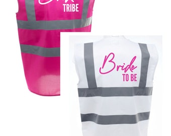 Hen Party Bride To Be Bride Tribe Rosa Hi Viz Weste Braut Braut Party Kostüm Junggesellinnenabschied Uniform