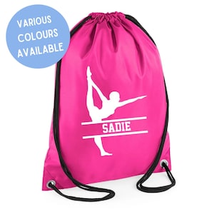 Nom personnalisé avec cordon de serrage sac de danse de gymnastique SPLIT Design School Club PE nom personnalisé sac pour enfants adulte sac à dos pour enfants nom danse