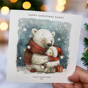 Personalisierte Eisbär Papa Weihnachtskarte von Kind Kinder benutzerdefinierte Name erste Weihnachten als Papa von Baby oder Kinder