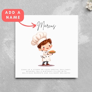 Gepersonaliseerde verjaardagskaart chef-kok chef-kok bakker partner echtgenoot vriend partnerkaart leuke cartoon restaurant kok bakker schattige chef-kok koken