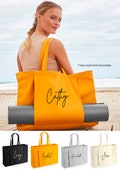 Personalised Large Name Organic Yoga Tote Bag, Script Font, Custom Yoga Bag, Yoga Mat Bag, Pilates Bag, Meditation Bag