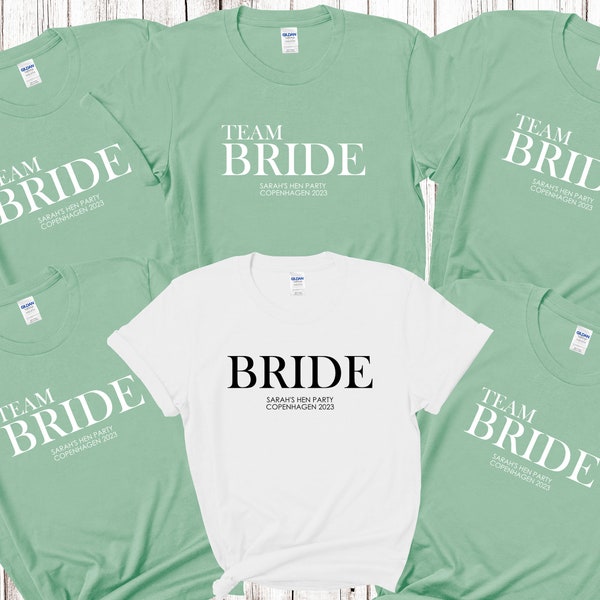 Custom Personalised Hen Party T shirts Team Bride Bridal Party Shirts Personalised Matching Tribe Bachelorette Hen Party Tops Bride To Be 3