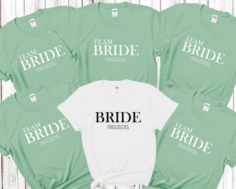 Custom Personalised Hen Party T shirts Team Bride Bridal Party Shirts Personalised Matching Tribe Bachelorette Hen Party Tops Bride To Be 3 image 1