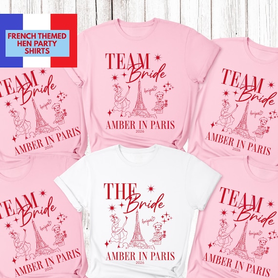 Personalised Paris Hen Party T shirts Team Bride Bridal Party Shirts Personalised Matching Bachelorette Hen Party Top Bride To Be French
