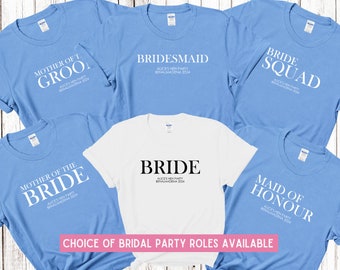 Custom Personalised Hen Party T shirts Bridal Role Mother Of Bride Bridesmaid Team Bride Bridal Shower Shirts Bride To Be Maid of Honour BLU