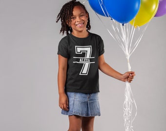 7. Geburtstag personalisiertes Kinder-T-Shirt, Geburtstagsgeschenk, Party, Kind, Geschwister, Feier, Geschenk, T-Shirt, 7 Jahre alt, siebter Geburtstag