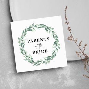 Trouwkaart ouders van de bruid - bedankkaart huwelijksfeest - minimale kaart - bloemen trouwkaart - bruidsfeest - bloemenkranskaart