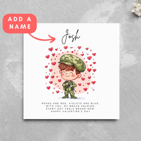 Personalised Valentine's Day Card Soldier Army Corporal Military Partner Husband Boyfriend Fiance Funny Card Cartoon Armed Forces