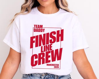 Personalised Marathon Finish Line Crew T-Shirt | Team Name and Location Retro Running Tee Marathon Support Tee