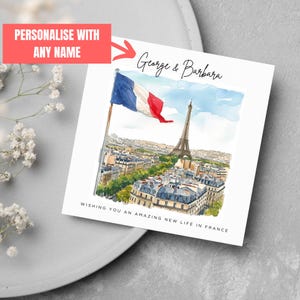 個人名移住カード フランスへの移住 海外移住カード 出国カード 引越しカード 幸運を祈る ボン・ボヤージュ・フランスカード フランス語