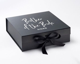 Personalised Brother of the Bride Large BLACK Box Wedding Party Box  Wedding Day Gift Thank You Gift Pack