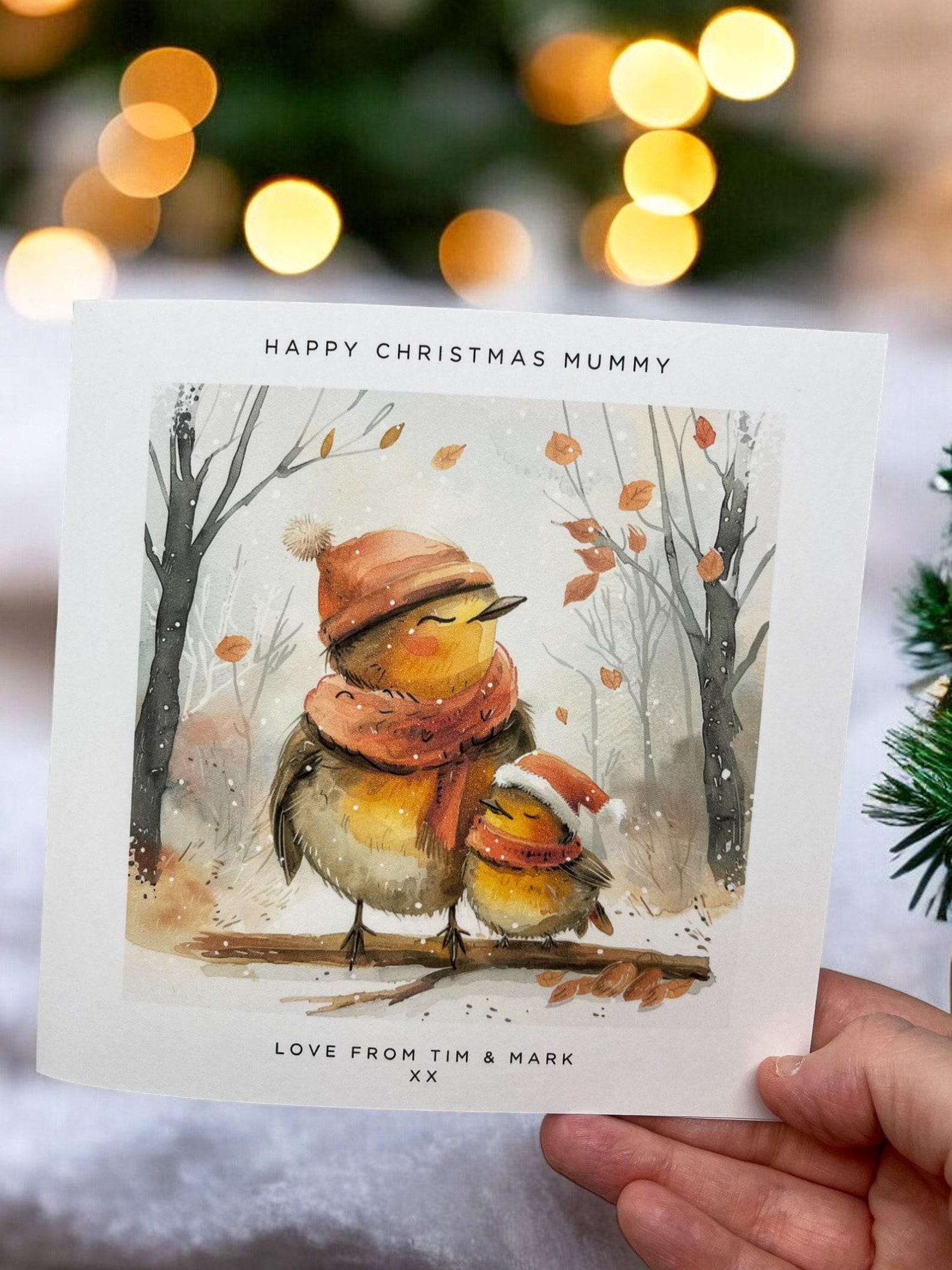 Mummy Robi Personalised Robin Redbreast Mummy Christmas Card From Child Children ...