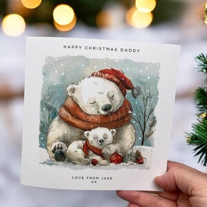 Personalisierte Eisbär Papa Weihnachtskarte von Kind Kinder benutzerdefinierte Name erste Weihnachten als Papa von Baby oder Kinder