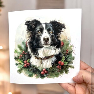 Border Collie Weihnachtskarte, Karte für Hundebesitzer, Haustierbesitzer Weihnachten, Hund Weihnachtskarte, Aquarell Hund, festliche Karte, Karte für Tierliebhaber,