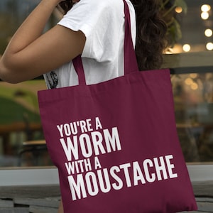 You&#39;re A Worm With A Moustache Cotton Tote Bag Funny VPR Vanderpump Scandoval Kennedy Sandoval Vanderpump Rules